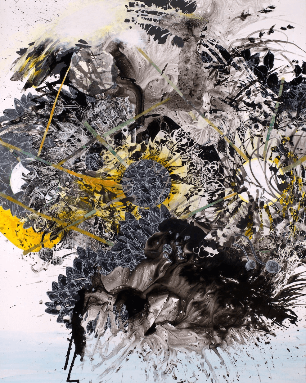 yellow black and white artwork